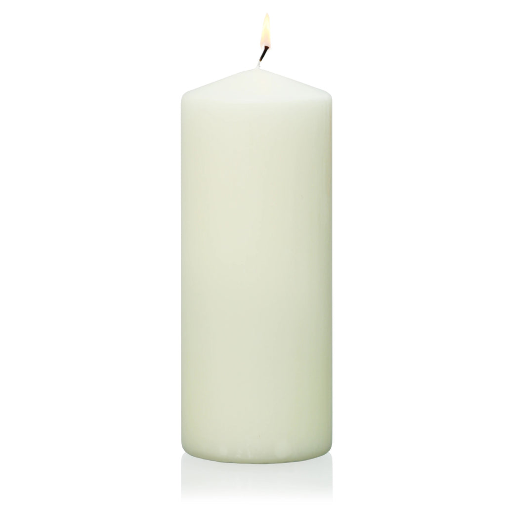 8" x  3" Ivory Wrapped Pillar Candle