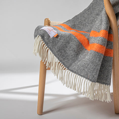 Luxury Wool & Cashmere Throw - Orange